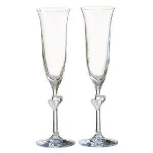 Set of 2 Heart Flutes Frosted