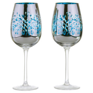 Set of 2 Filigree Wine Glasses Blue
