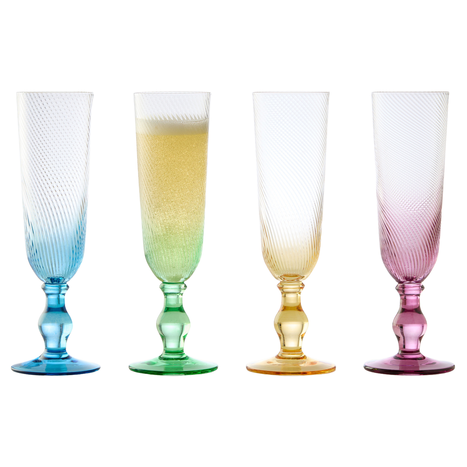 Set of 4 Swirl Champagne Flutes