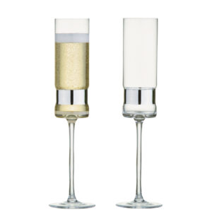 Set of 2 SoHo Champagne Flutes Silver